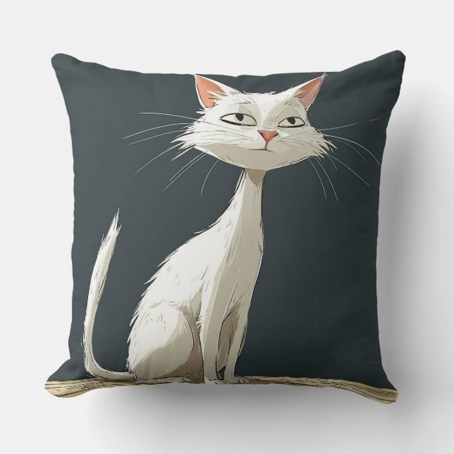 Cute cartoon cat throw pillow (Front)
