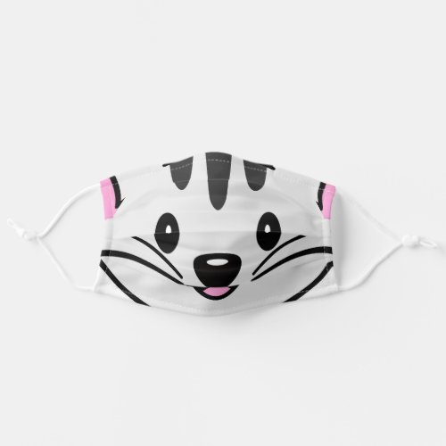 Cute Cartoon Cat with a Flower on Its Head Adult Cloth Face Mask