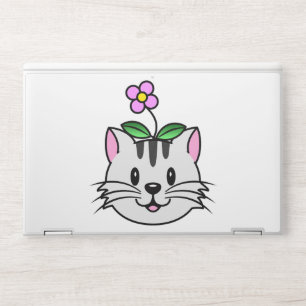 Cute Cartoon Cat with a Flower on Its Head HP Laptop Skin