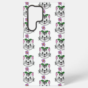 Cute Cartoon Cat with a Flower on Its Head Samsung Galaxy S22 Ultra Case