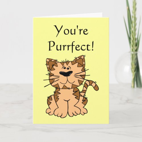 Cute Cartoon Cat _ Youre Purrfect _ Valentine Holiday Card