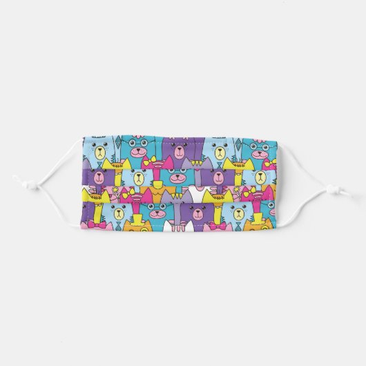 Cute Cartoon Cats Adult Cloth Face Mask (Front, Folded)