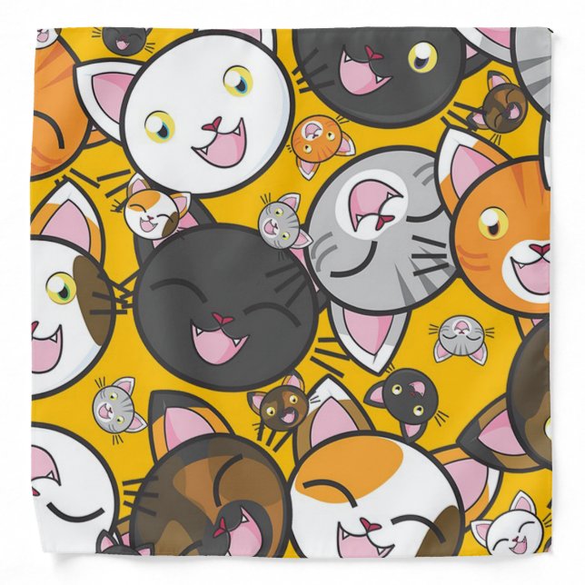Cute Cartoon Cats Bandana (Front)