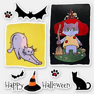 Cute Cartoon Cats Halloween Group Sticker