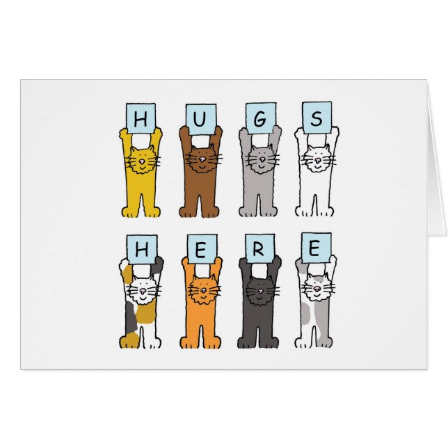 Cute Cartoon Cats Hugs Here Cards (Front Horizontal)