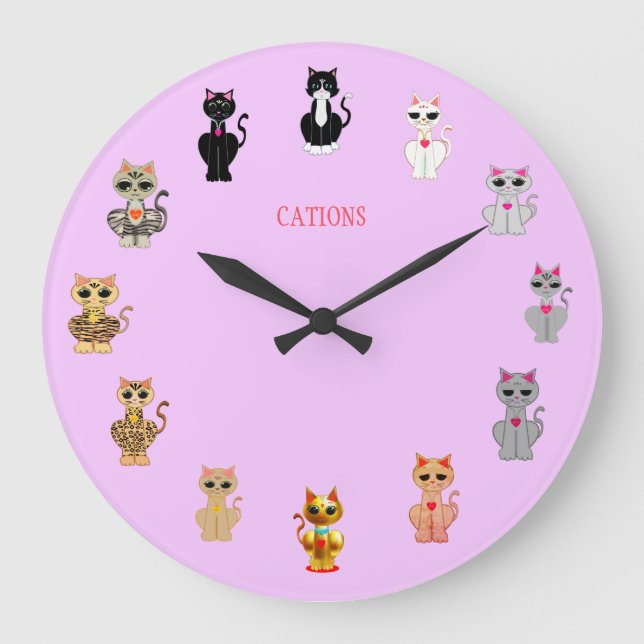 Cute Cartoon Cats Large Clock (Front)