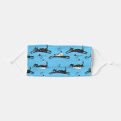 Cute Cartoon Cats on Blue Adult Cloth Face Mask (Front, Folded)