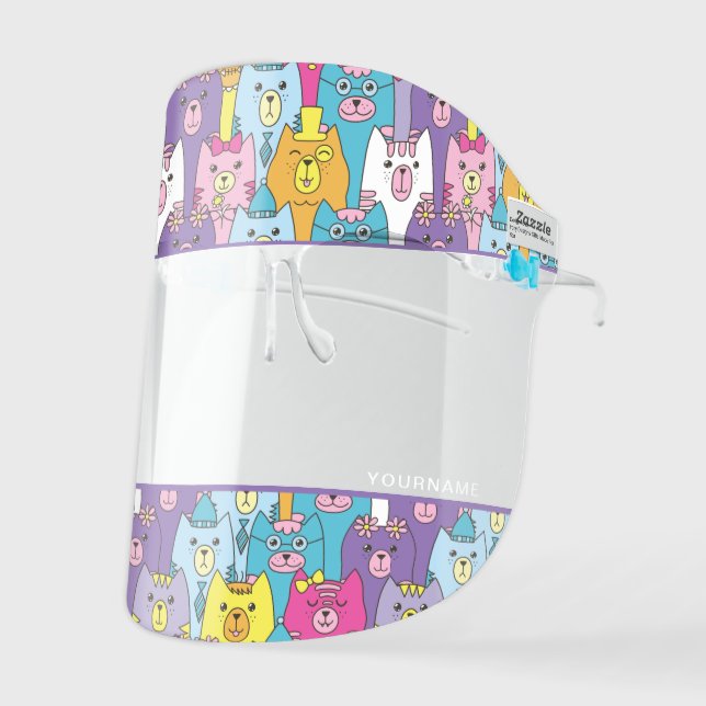 Cute Cartoon Cats Personalize Face Shield (Front Left)