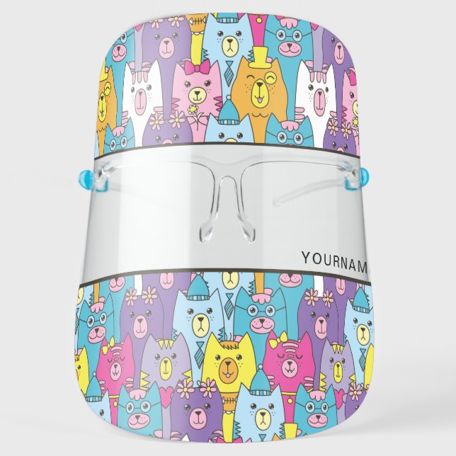 Cute Cartoon Cats Personalize Face Shield (Front)