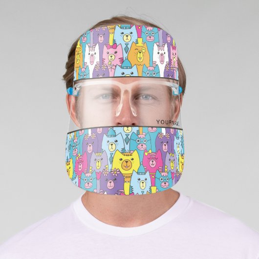 Cute Cartoon Cats Personalize Face Shield (Insitu)