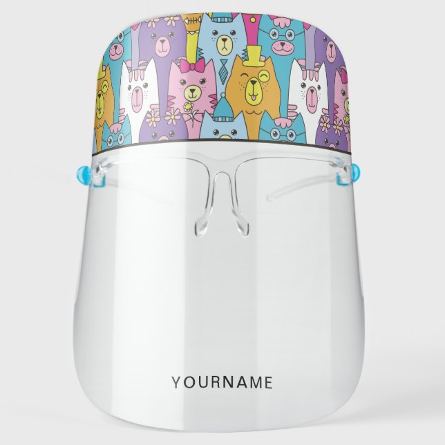 Cute Cartoon Cats Personalized Face Shield (Front)