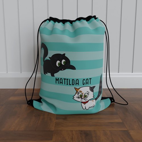 Cute Cartoon Cats Personalized Kids Drawstring Bag