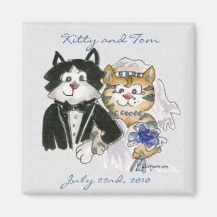 Cute Cartoon Cats Wedding Save the Date Magnets