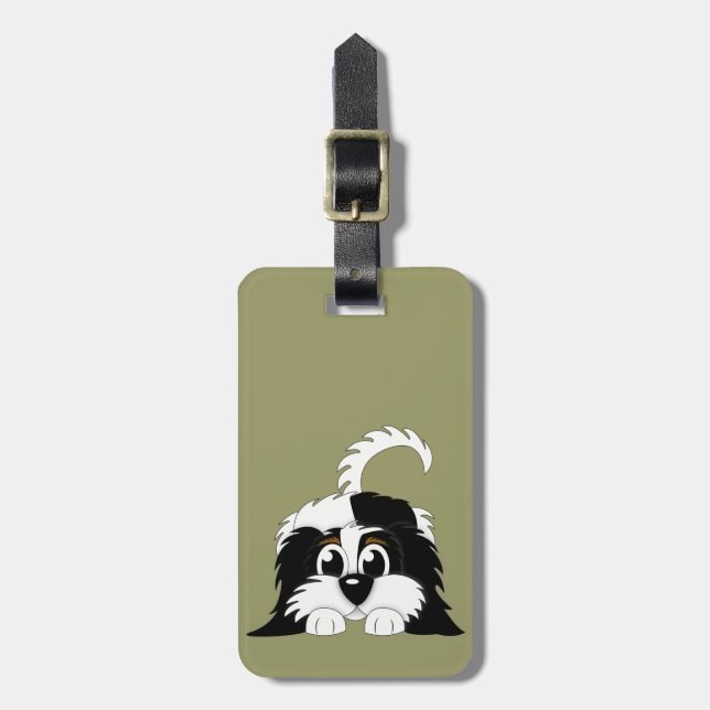 Cute Cartoon Cavachon Luggage Tag (Front Vertical)