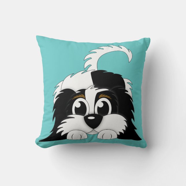 Cute Cartoon Cavachon Throw Pillow (Front)