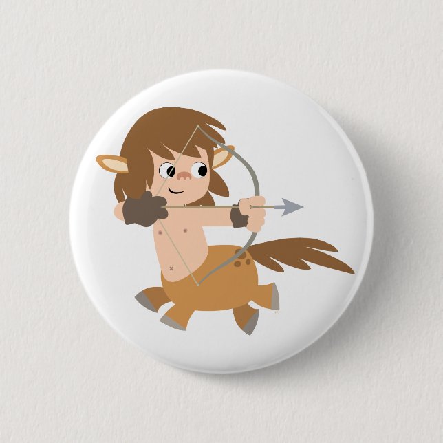 Cute Cartoon Centaur Sagittarius Button Badge (Front)