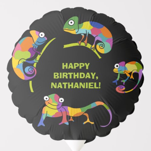 Cute Cartoon Chameleons Bright Colors Personalized Balloon