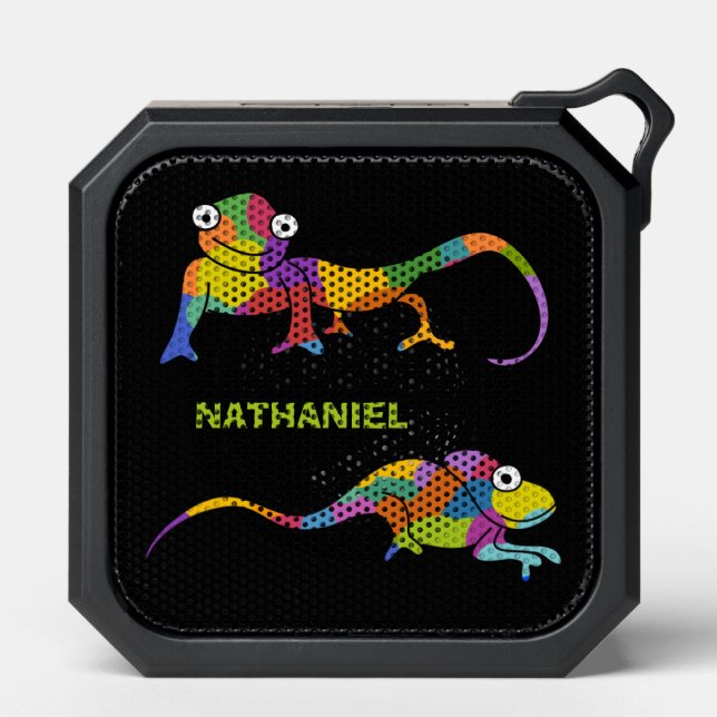Cute Cartoon Chameleons Bright Colors Personalized Bluetooth Speaker (Front)