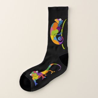 Cute Cartoon Chameleons Illustrated Bright Colors