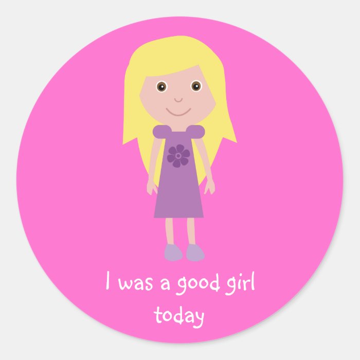 Cute Cartoon Character Good Girl Pink Stickers