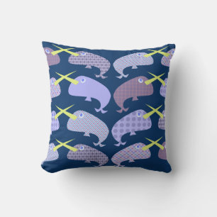 Cute Cartoon Character Narwhal Pattern Throw Pillow