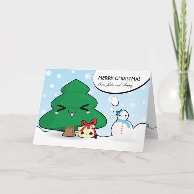 Cute cartoon characters Christmas card (Front)