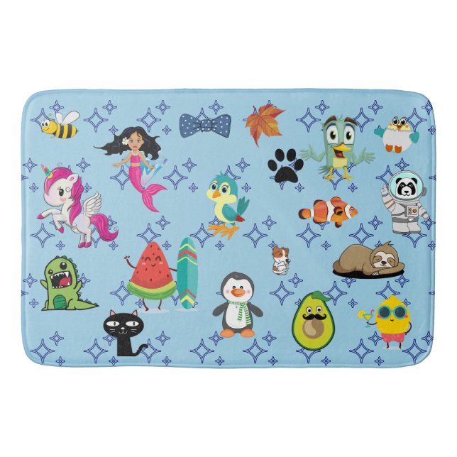 Cute Cartoon Characters Pattern For Kids Bath Mat (Front)