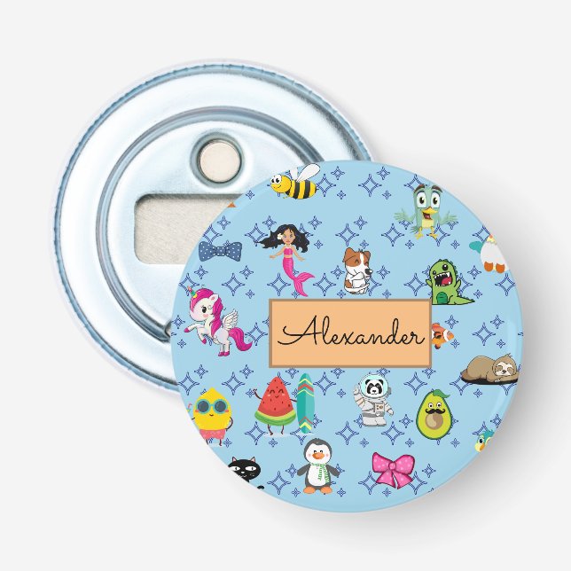 Cute Cartoon Characters Pattern For Kids Bottle Opener (Front)