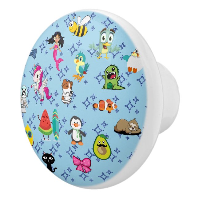 Cute Cartoon Characters Pattern For Kids Ceramic Knob (Right)