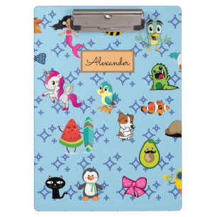 Cute Cartoon Characters Pattern For Kids Clipboard