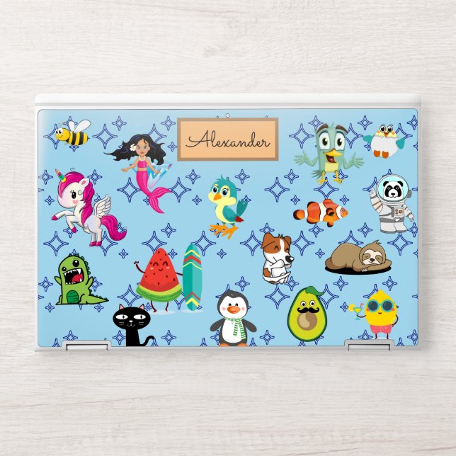 Cute Cartoon Characters Pattern For Kids HP Laptop Skin (Front)