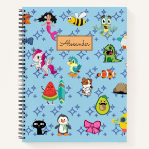 Cute Cartoon Characters Pattern For Kids Notebook