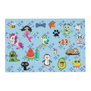Cute Cartoon Characters Pattern For Kids Placemat