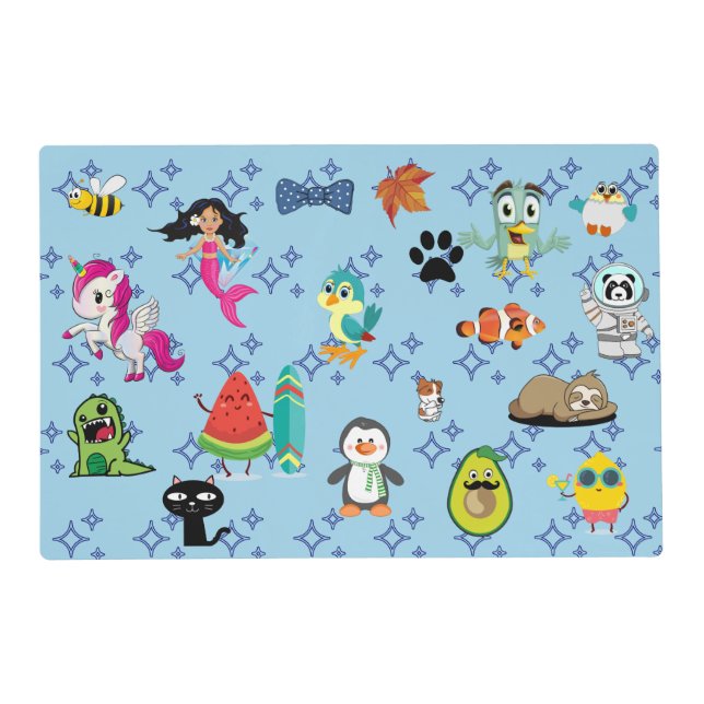 Cute Cartoon Characters Pattern For Kids Placemat (Front)