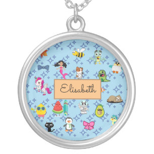 Cute Cartoon Characters Pattern For Kids Silver Plated Necklace
