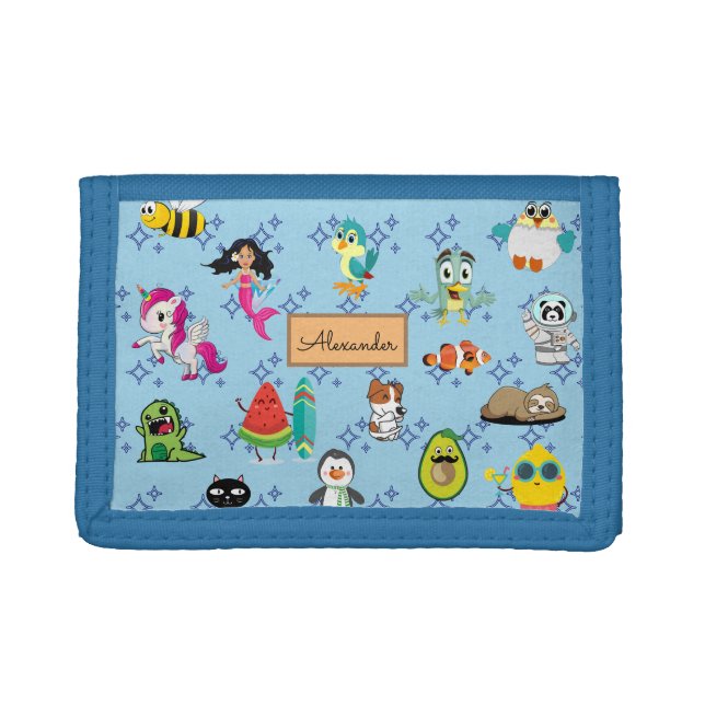 Cute Cartoon Characters Pattern For Kids Trifold Wallet (Front)