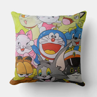 Cute Cartoon Characters Print Throw Pillow cover