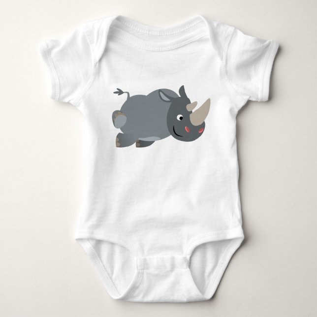 Cute Cartoon Charging Rhino Baby Apparel Baby Bodysuit (Front)