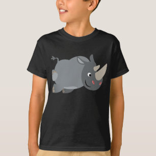 Cute Cartoon Charging Rhino Children T-Shirt