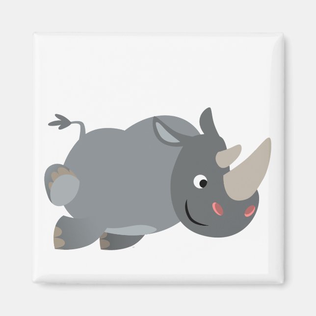 Cute Cartoon Charging Rhino Magnet (Front)