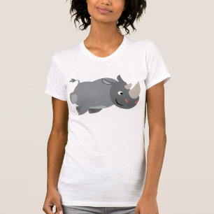 Cute Cartoon Charging Rhino Women T-Shirt
