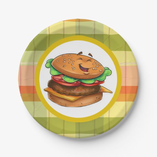 Cute Cartoon Cheeseburger Plate