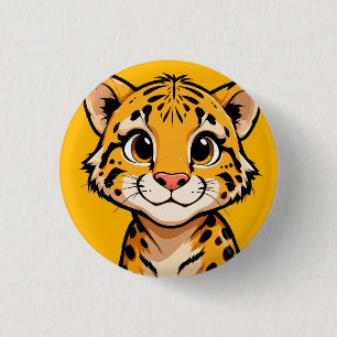 Cute Cartoon Cheetah Cub Illustration Button