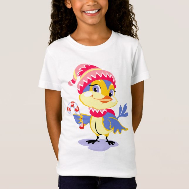 Cute Cartoon Chick Christmas T-Shirt (Front)