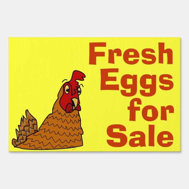 Cute Cartoon Chicken Fresh Eggs for Sale Custom Sign (Front)