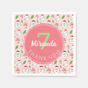 Cute Cartoon Chicken Illustration Napkins