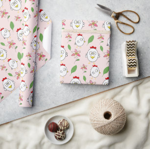 Cute Cartoon Chicken Illustration Wrapping Paper
