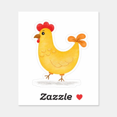 Cute Cartoon Chicken Walking Sticker