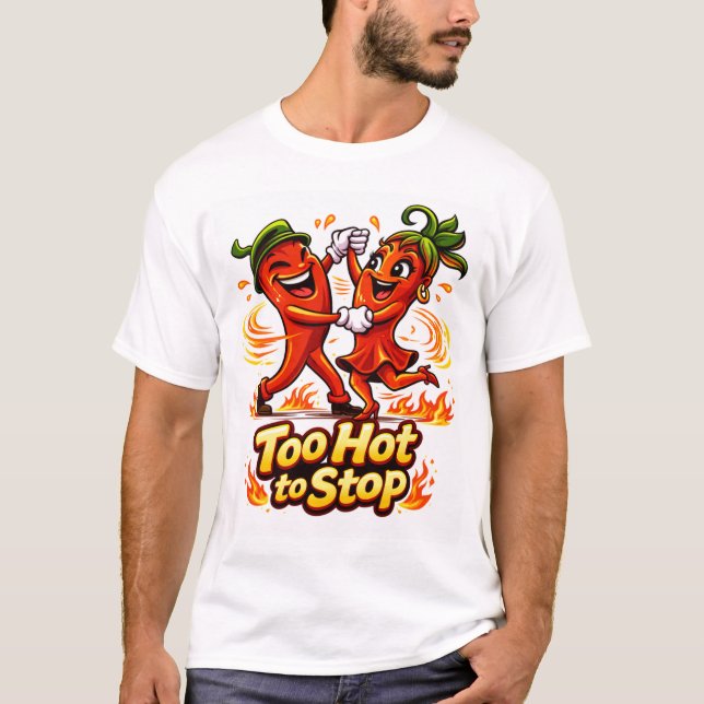 Cute cartoon chili pepper dancing salsa T-Shirt (Front)