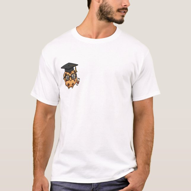 Cute Cartoon Chocolate Chip Cookie Graduate T-Shirt (Front)